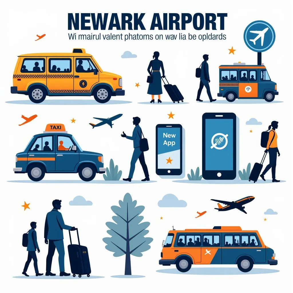 Image of various transportation options available from Newark Airport