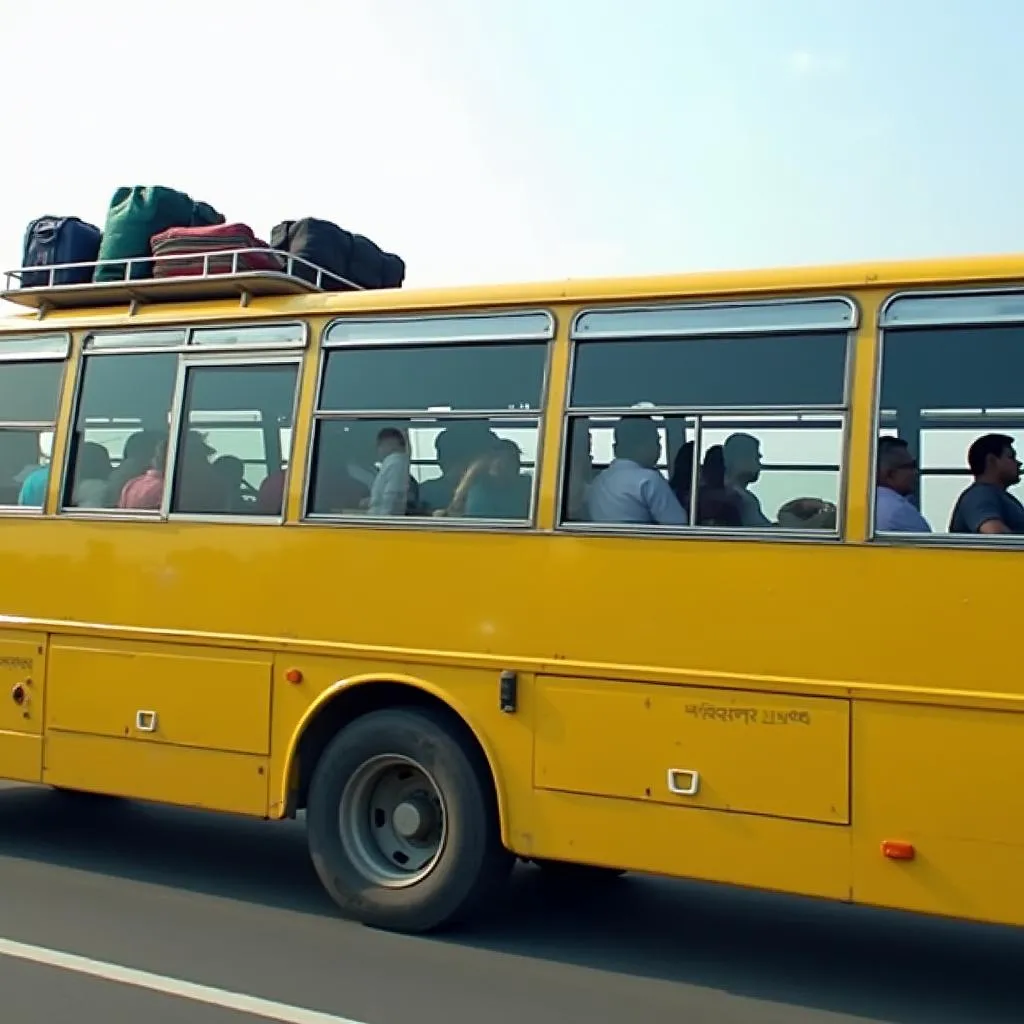 Bus traveling on the route from Nizamabad to Shamshabad Airport