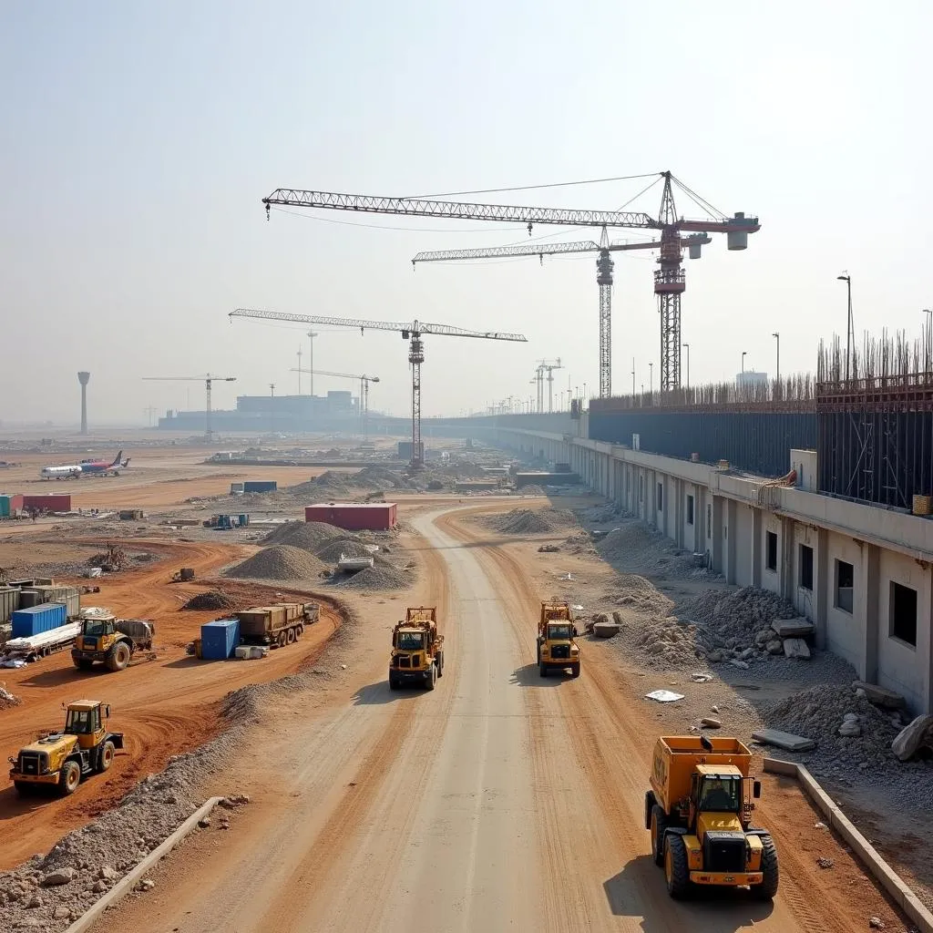 Aerial View of Noida International Airport Construction Site