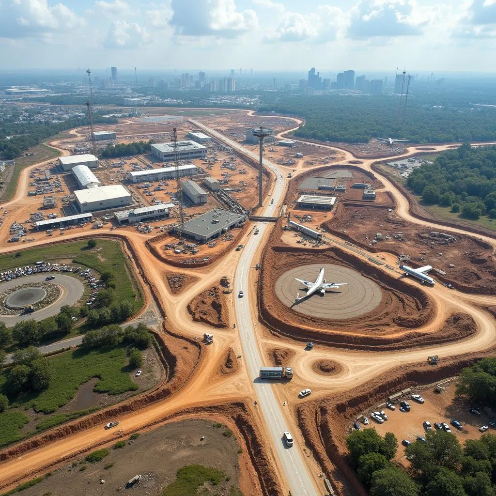 Aerial View of Noida International Airport Construction Site