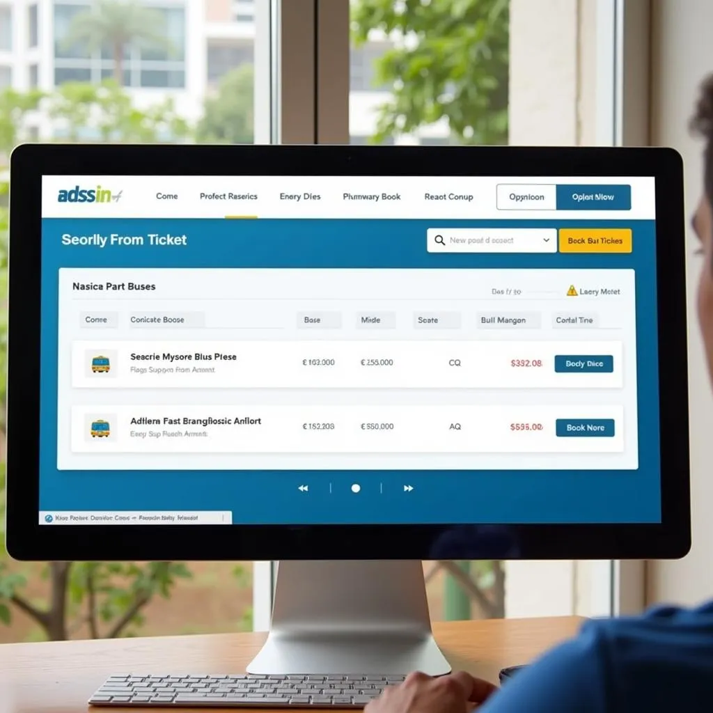 Screenshot of an online bus booking platform