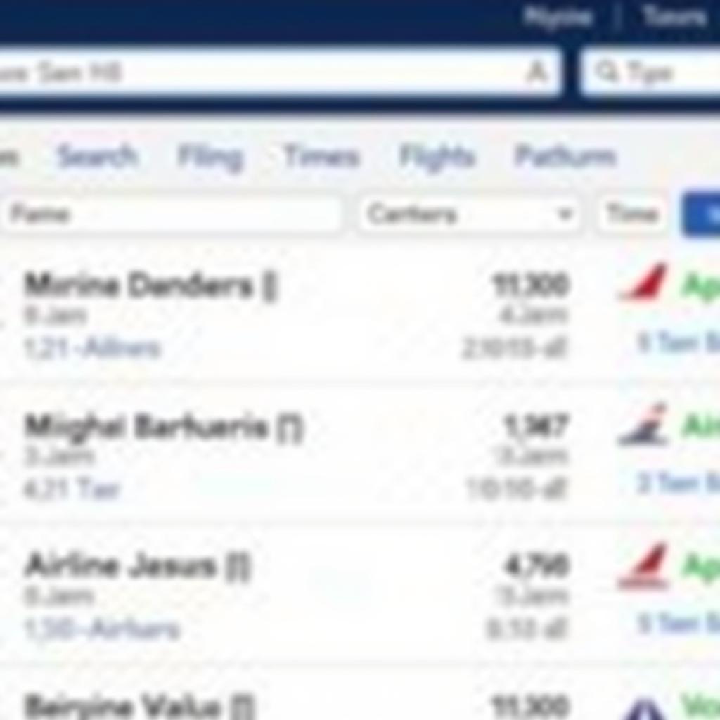 Online Flight Booking Platform Search Results