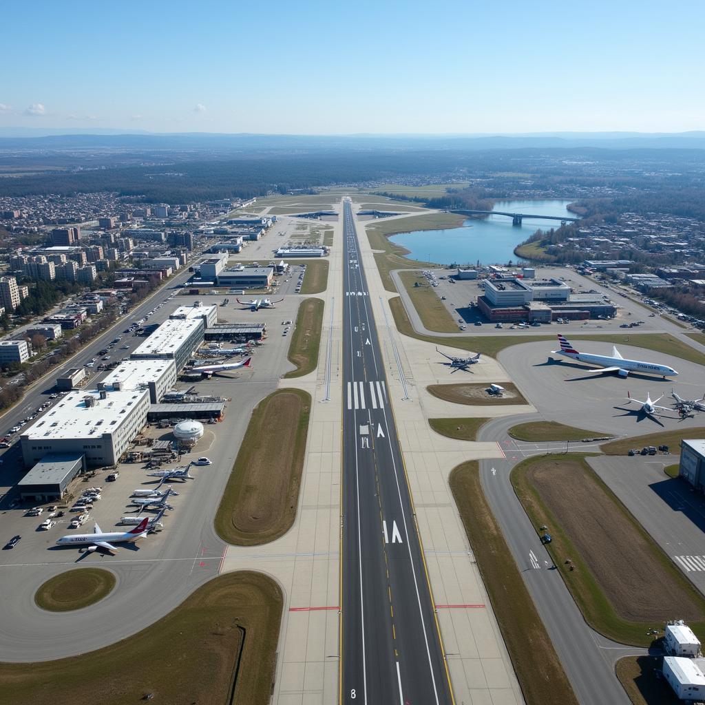 Ottawa Airport YOW Aerial View of Runways and Terminals