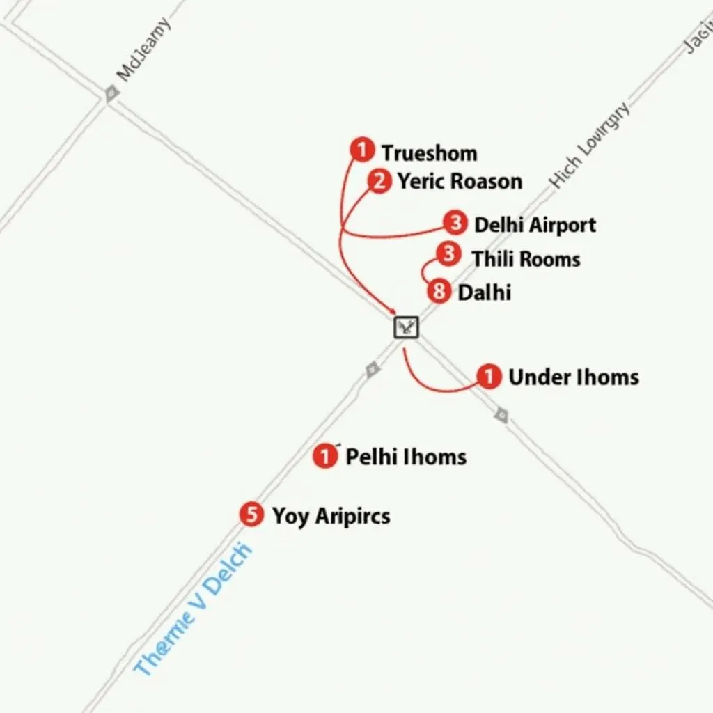 Map showing OYO Room locations near Delhi Airport