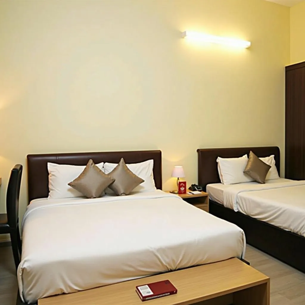 Modern and comfortable interior of an OYO Room near Jolly Grant Airport