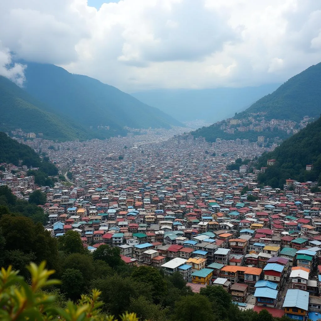 Panoramic view of Gangtok city