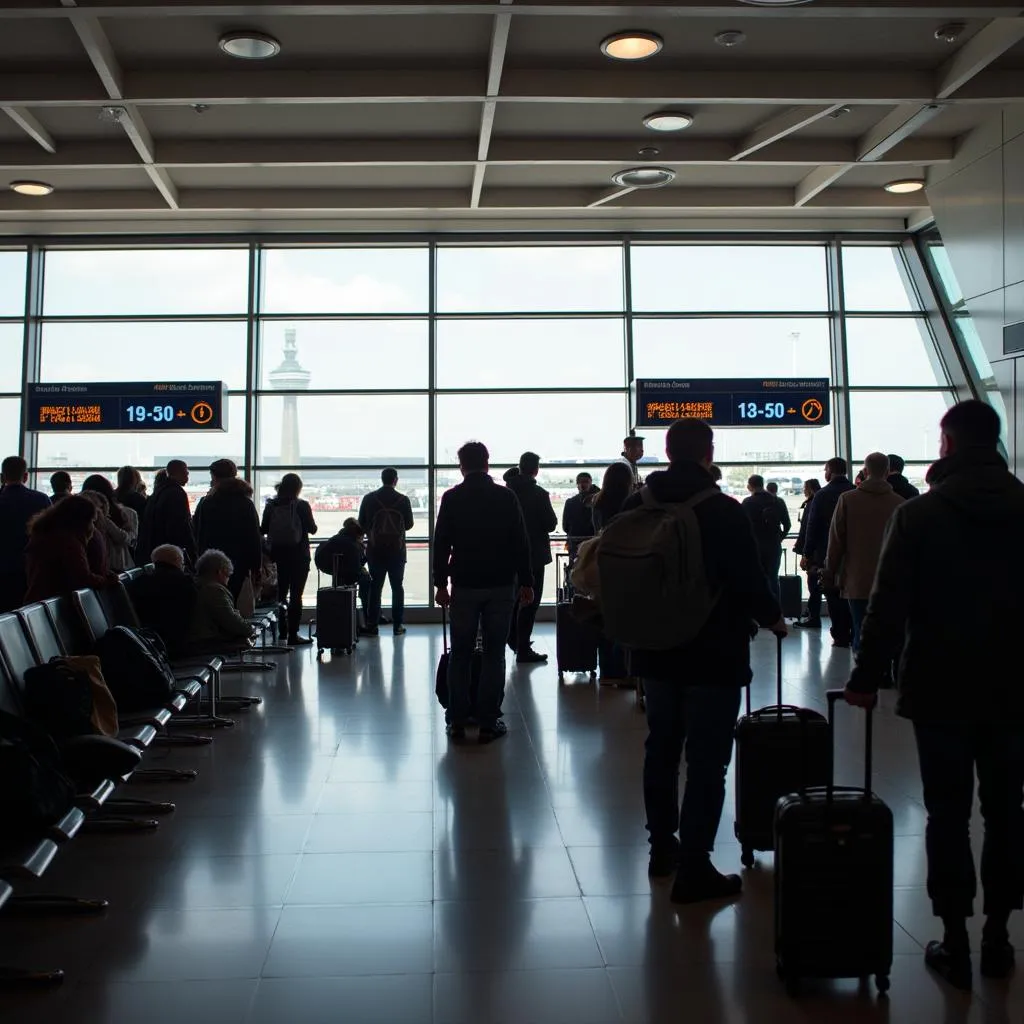 Busy Departure Gate at Paris Charles de Gaulle Airport