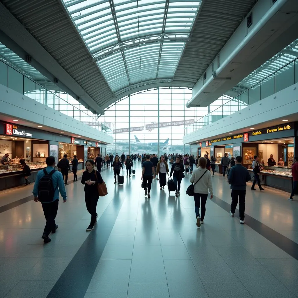 Spacious Interior of Paris Charles de Gaulle Airport Terminal