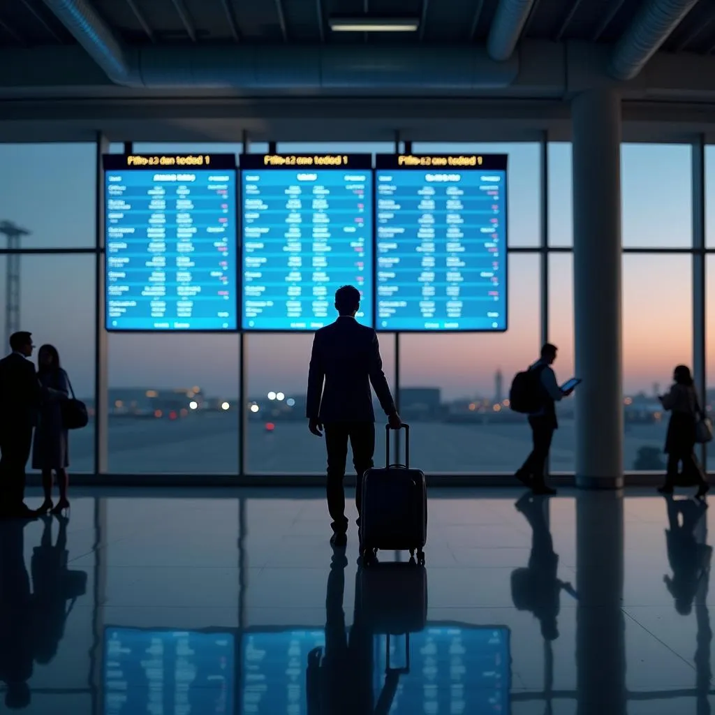 A passenger checking flight information at Ranchi Airport