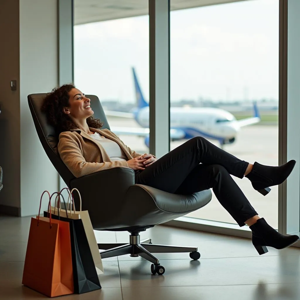 Passenger Relaxing in Airport Lounge