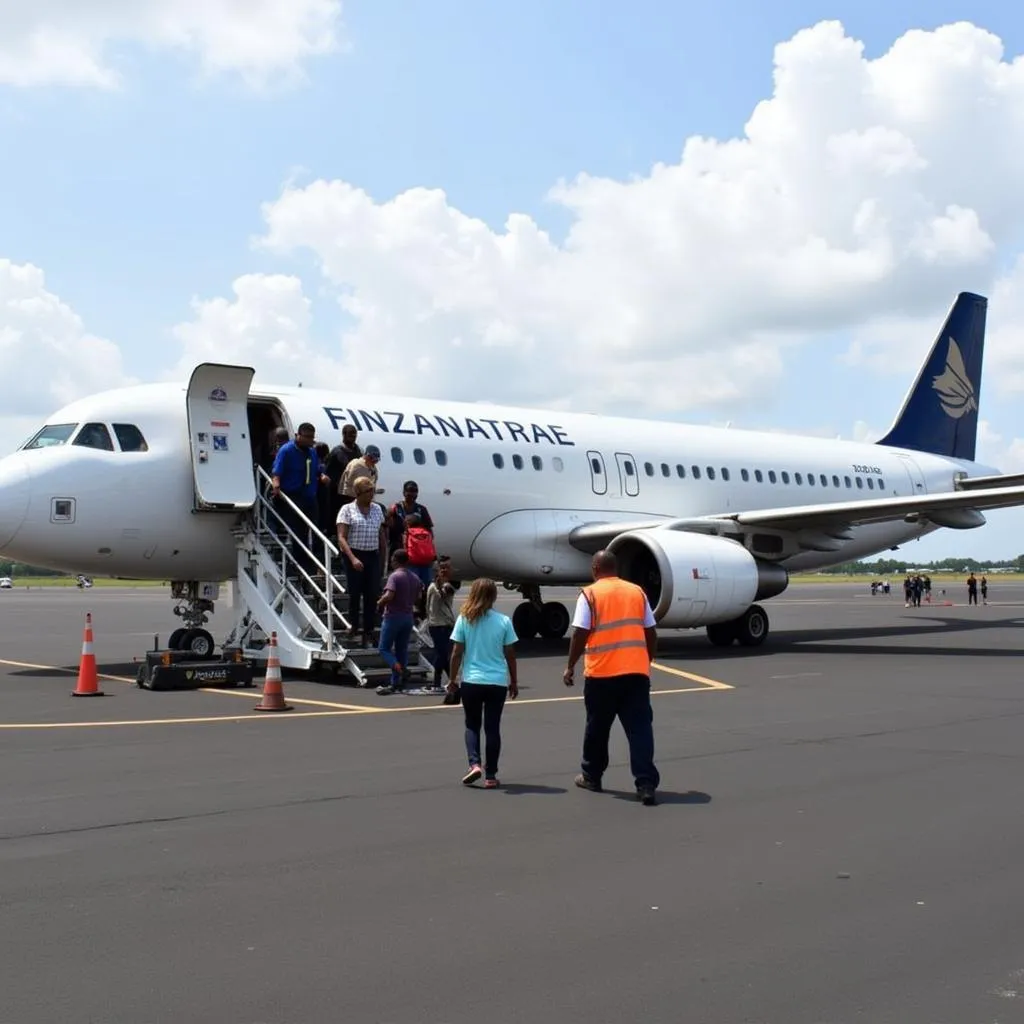 Passengers Boarding Airplane at Moroni Airport