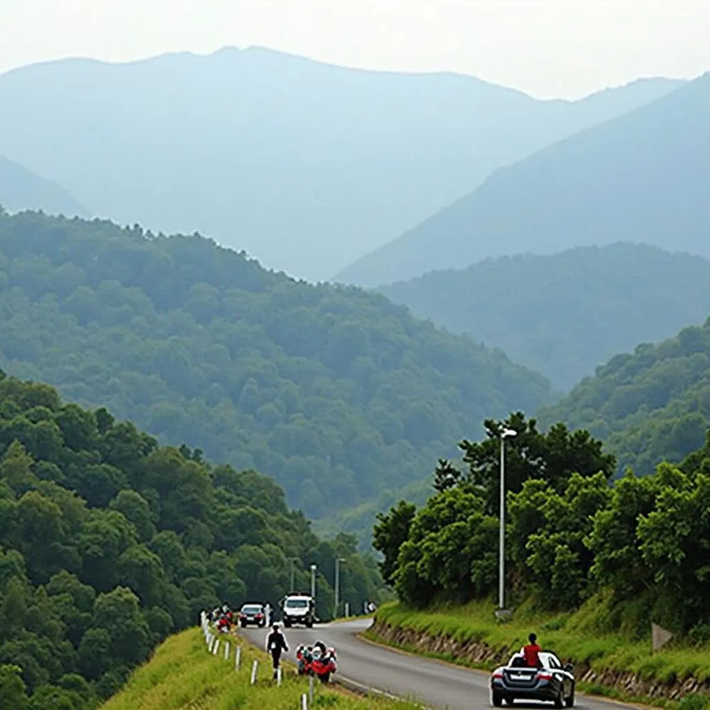 Passengers Departing Shillong Airport with a Picturesque View of the Khasi Hills