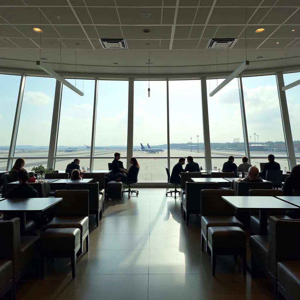 Passengers Relaxing in Frankfurt Airport Lounge