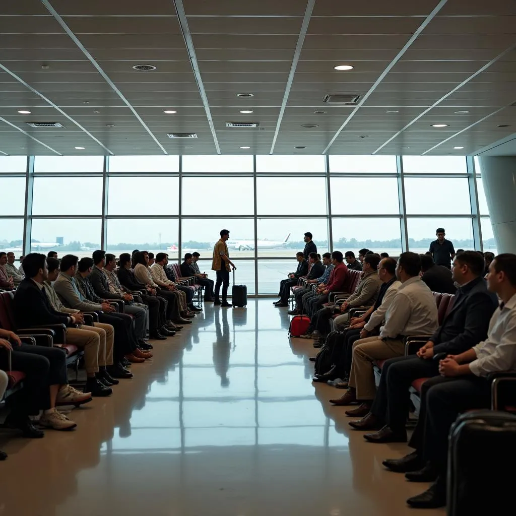 Travelers in Ratlam Airport Departure Area