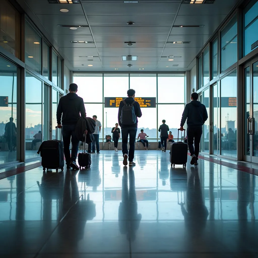 Passengers Walking in Guangzhou Airport