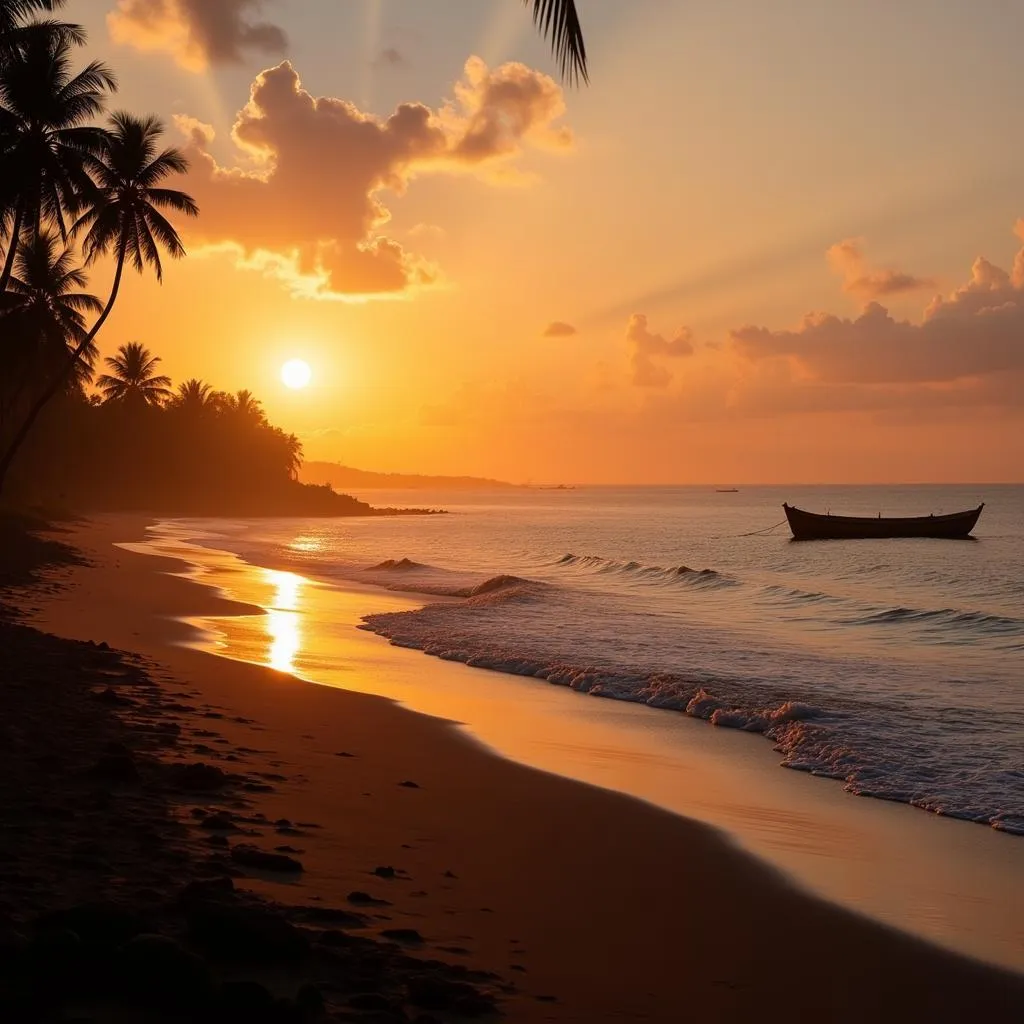 Tranquil Sunset at Pondicherry Beach