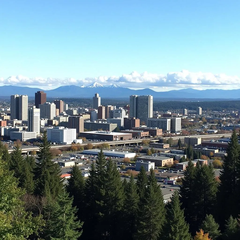 Portland Cityscape with Airport in Distance