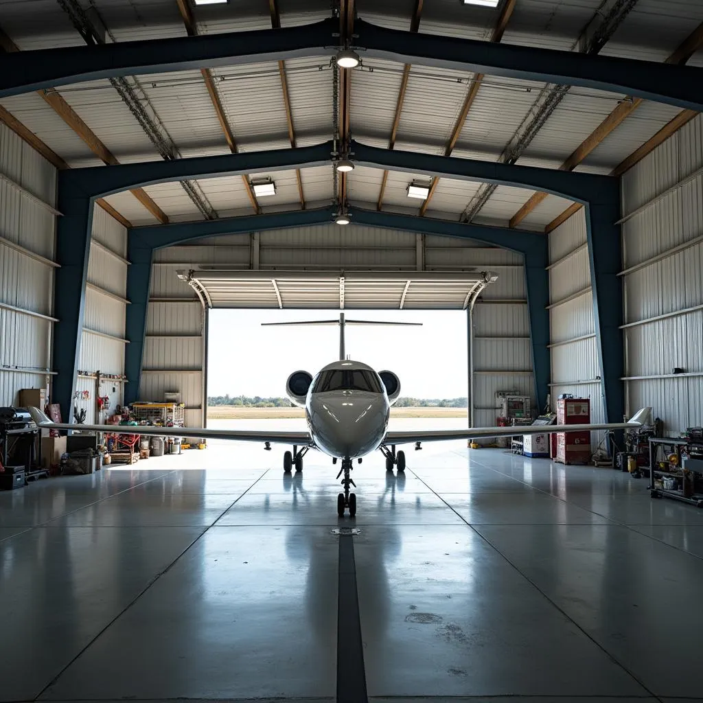 Interior of a Private Aircraft Hangar