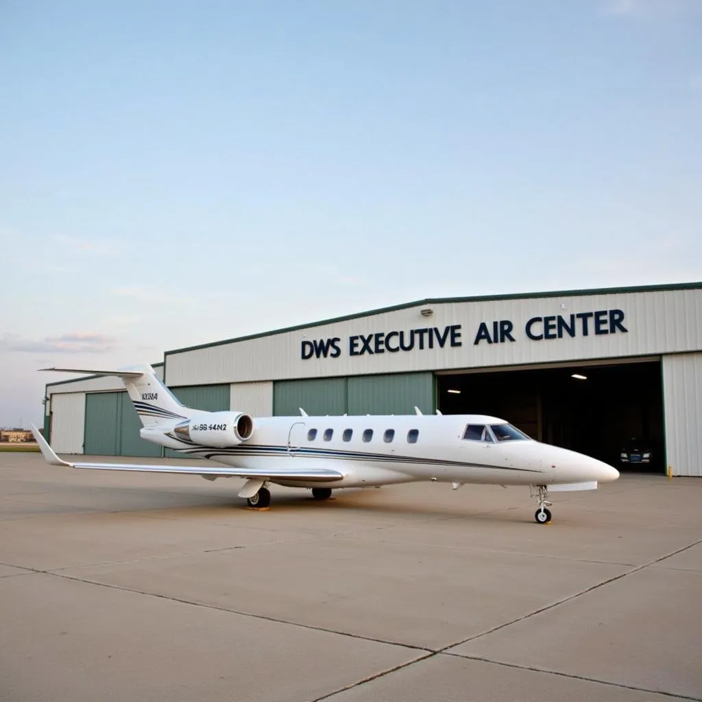 Private jet on the tarmac at DFW Executive Air Center