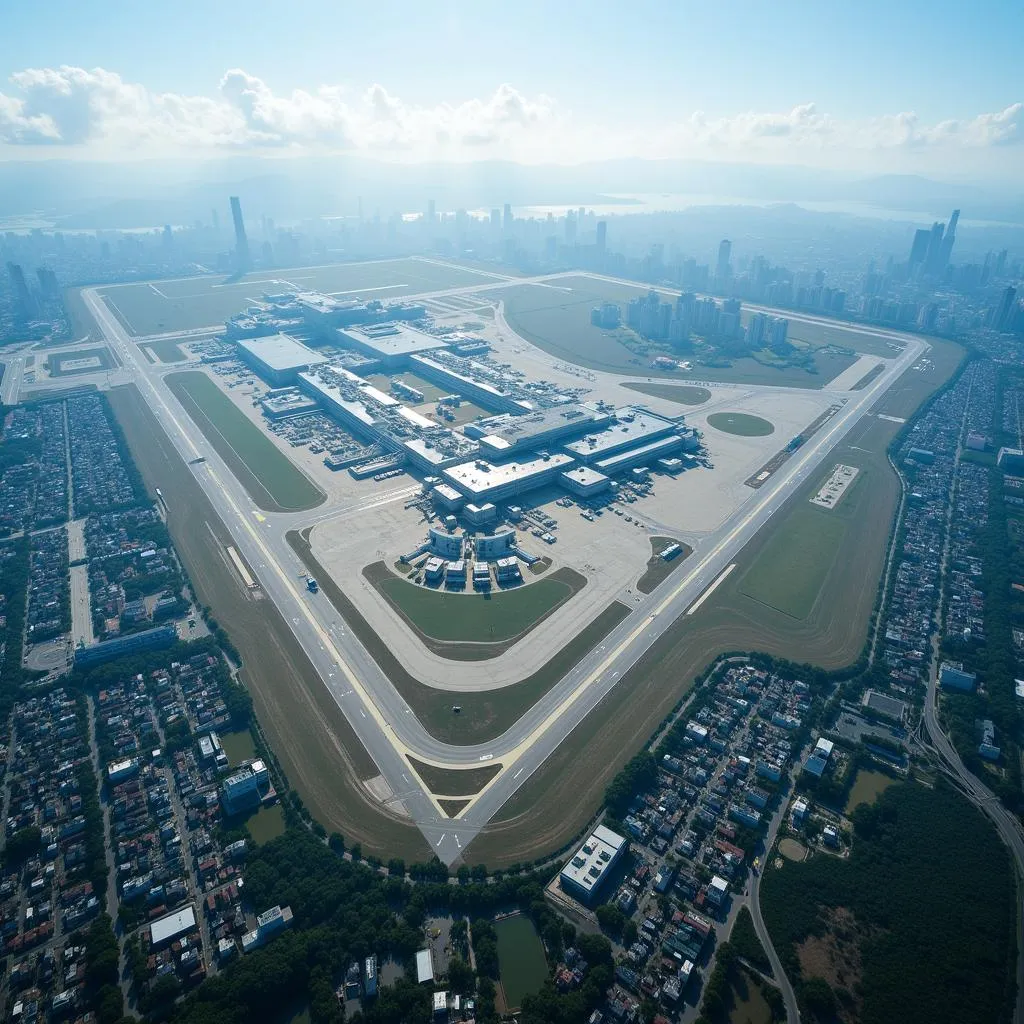 Pudong Airport Exterior Aerial View