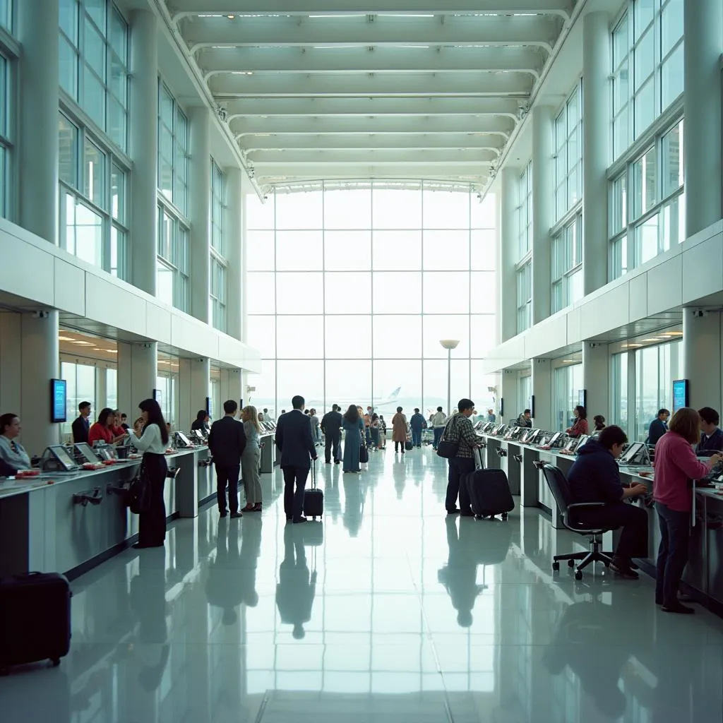 Modern and spacious interior of Pudong Airport Terminal 2