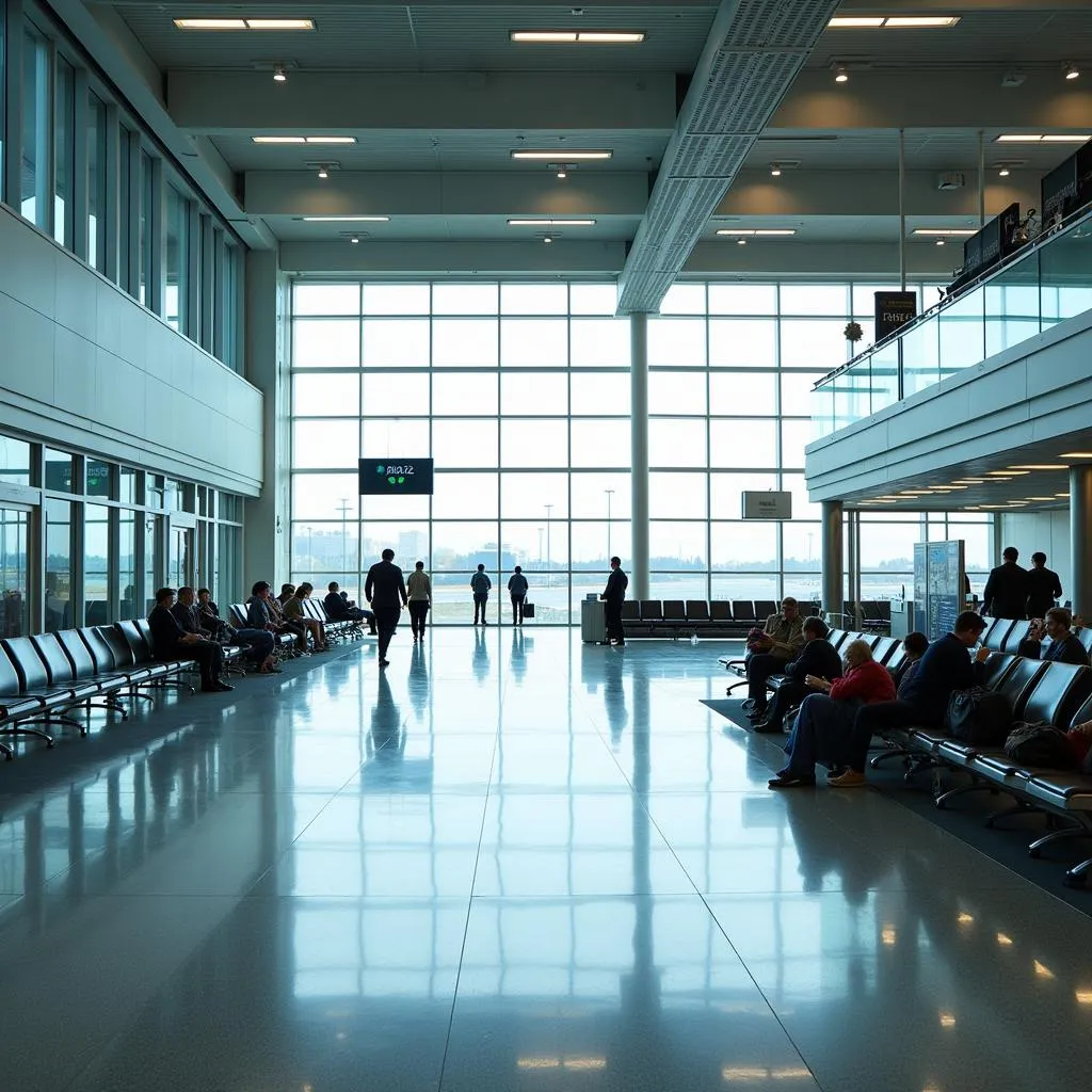 Spacious departure hall of Pulkovo Airport