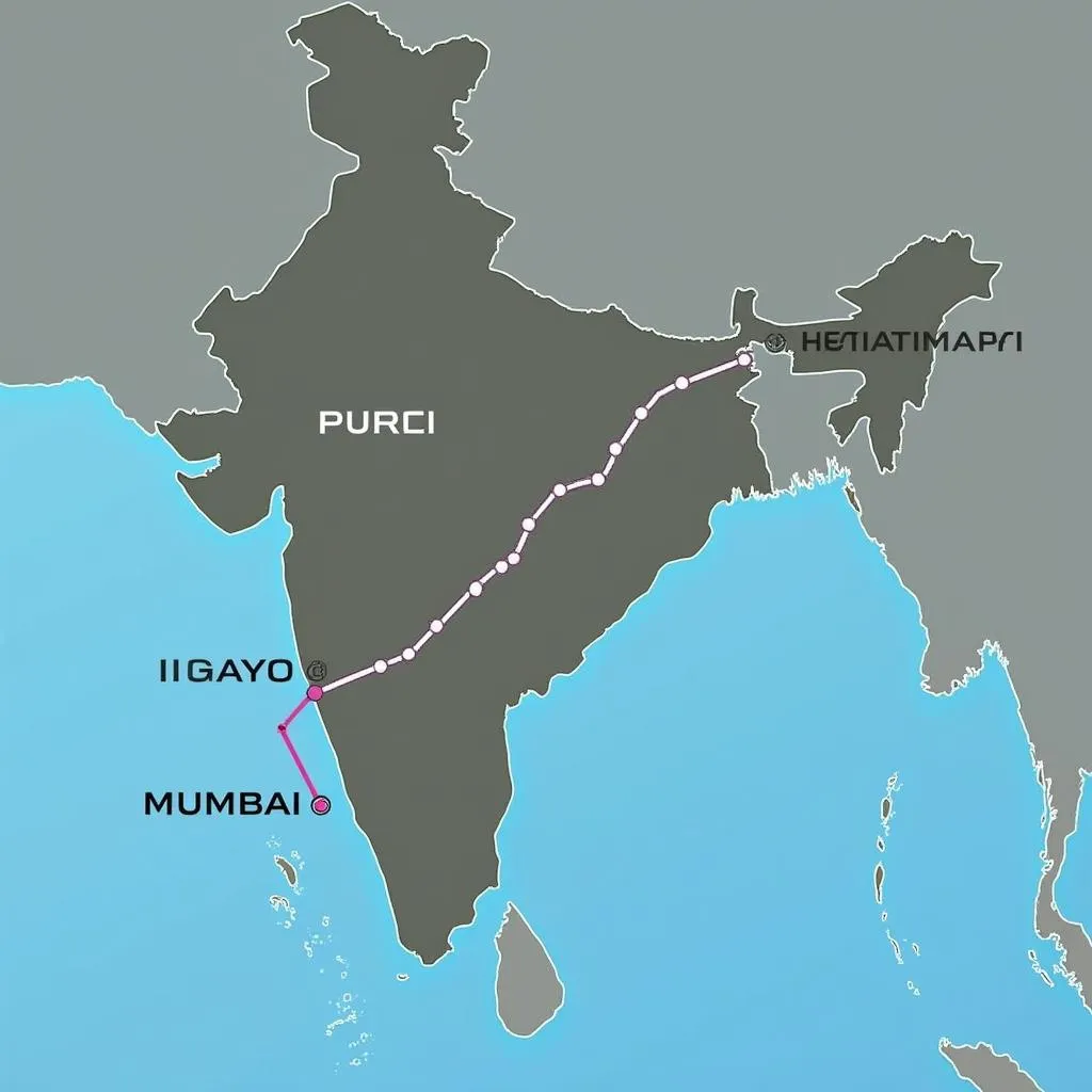 Flight route map from Pune to Shirdi via Mumbai