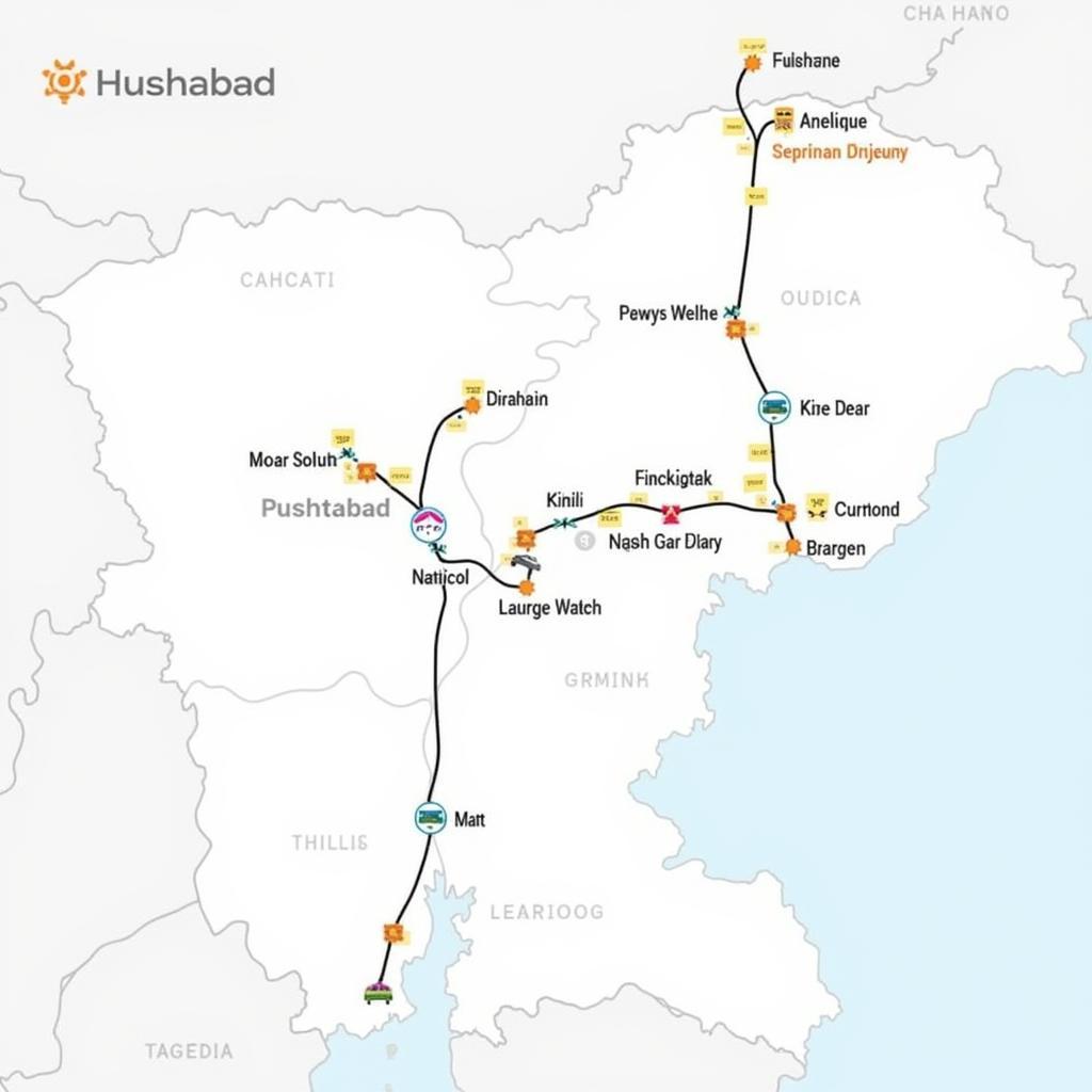 A map illustrating the various routes of the TSRTC Pushpak bus service in Hyderabad.