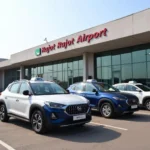 Taxi waiting outside Rajkot Airport for passengers