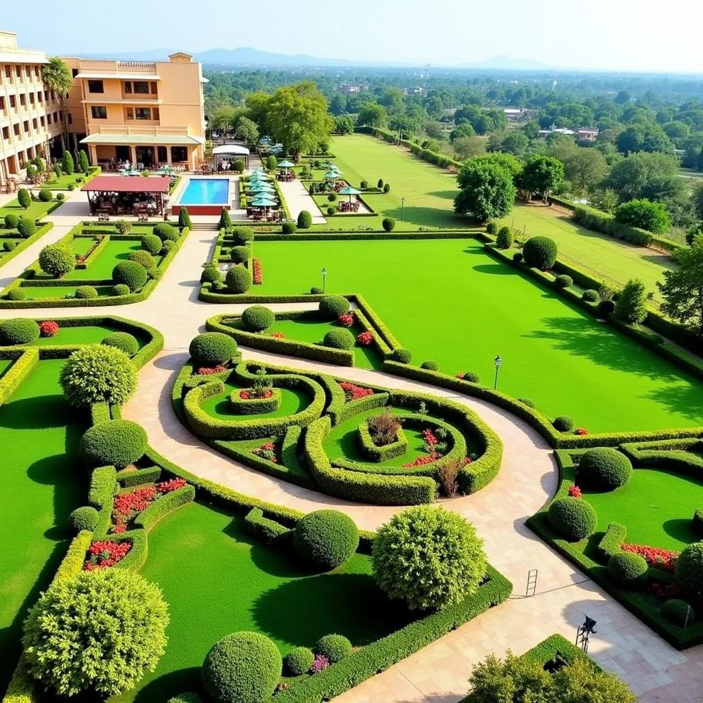 Resort near Jaipur Airport with lush gardens