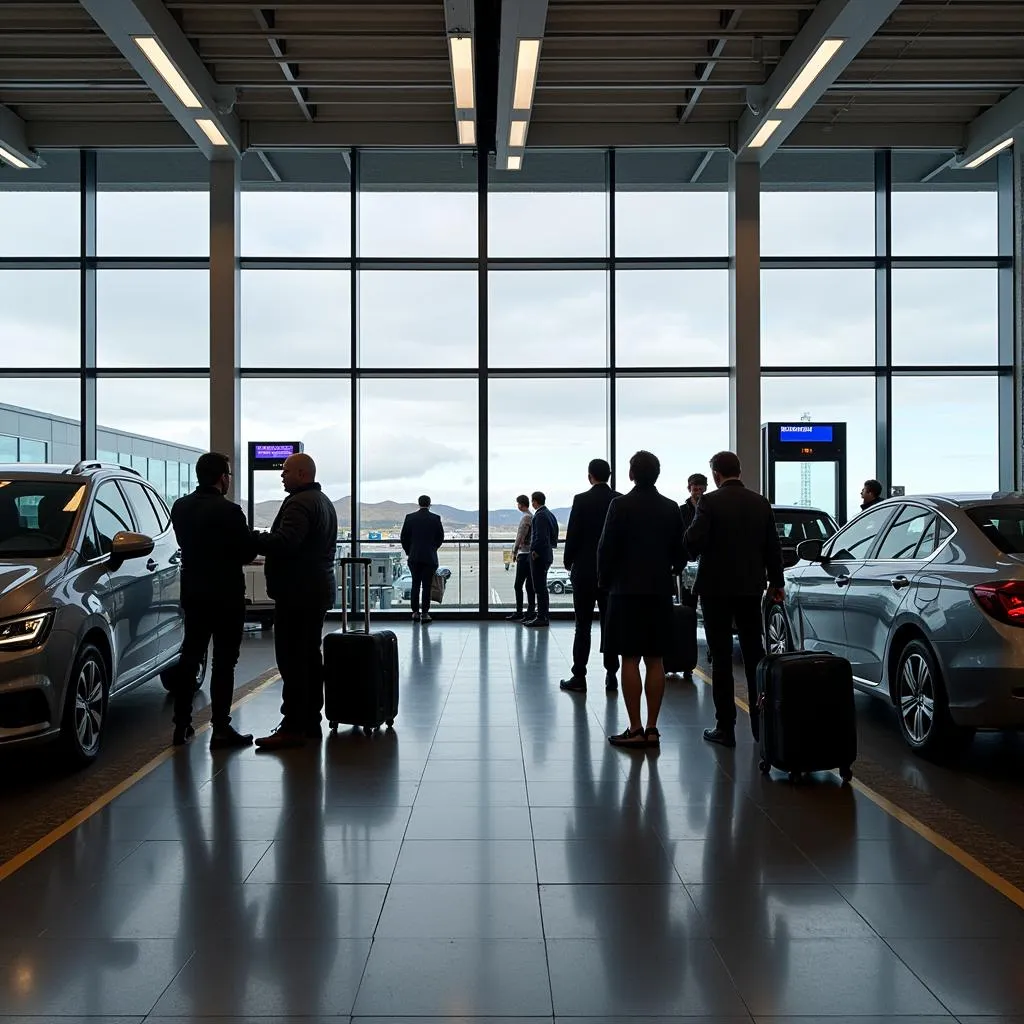 Car rental desks at Reykjavik Airport