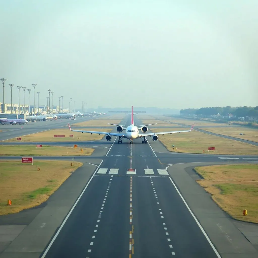 Aircraft Taxiing on Runway