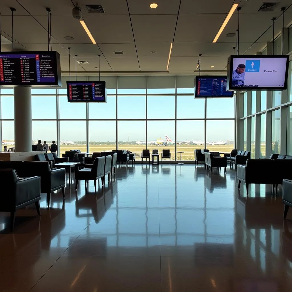 Spacious departure lounge at RGM Airport