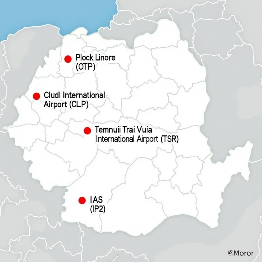 Map of Romania with major airports