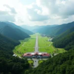 Aerial View of Shillong Airport Nestled in Lush Green Hills