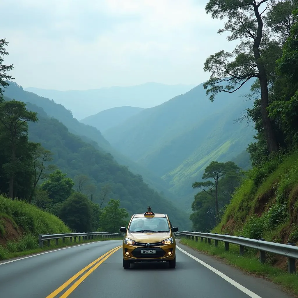 Shillong Airport taxi navigating hilly roads