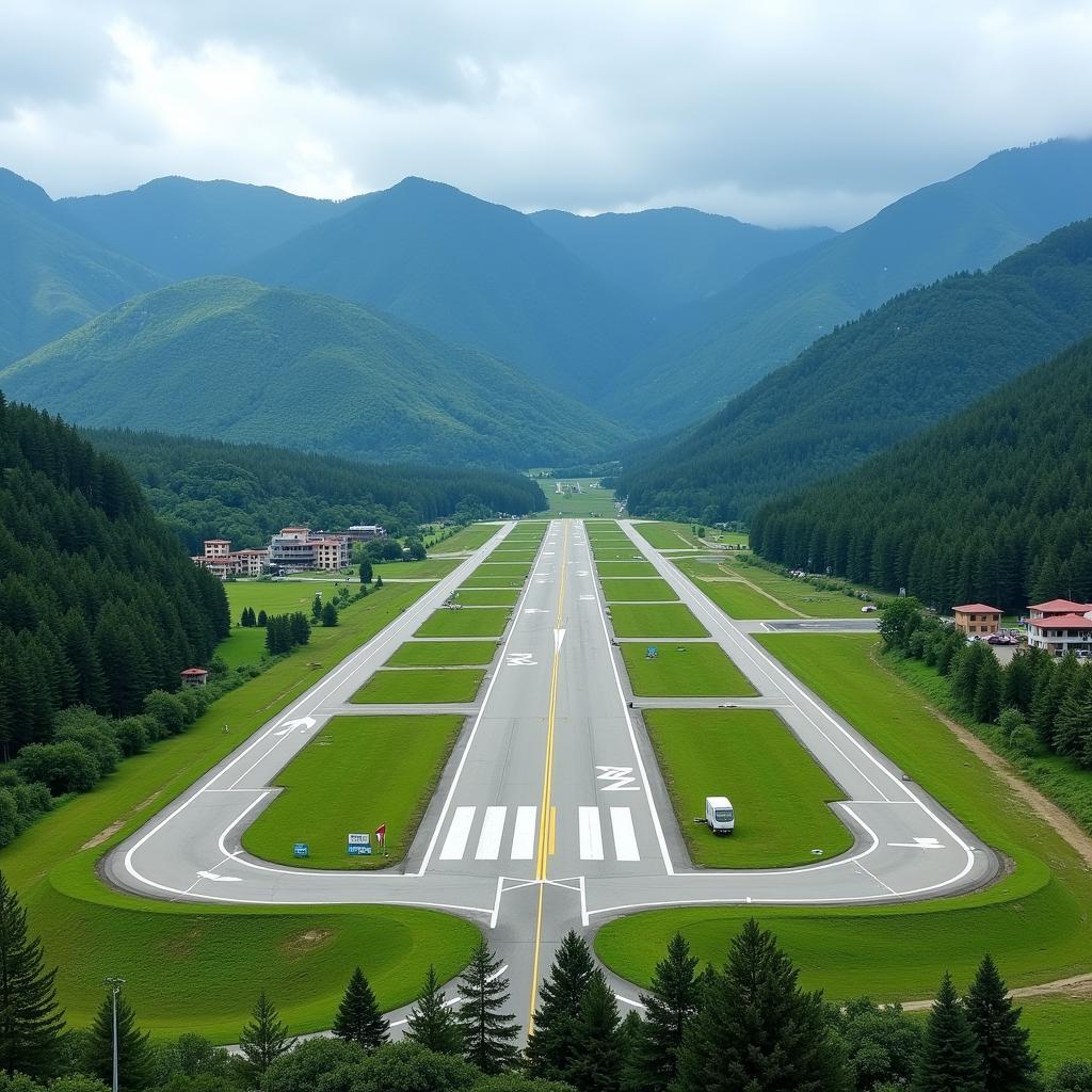 Shimla Airport nestled in the hills