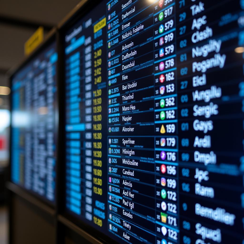 Departure board displaying flight schedules at Shirdi Airport