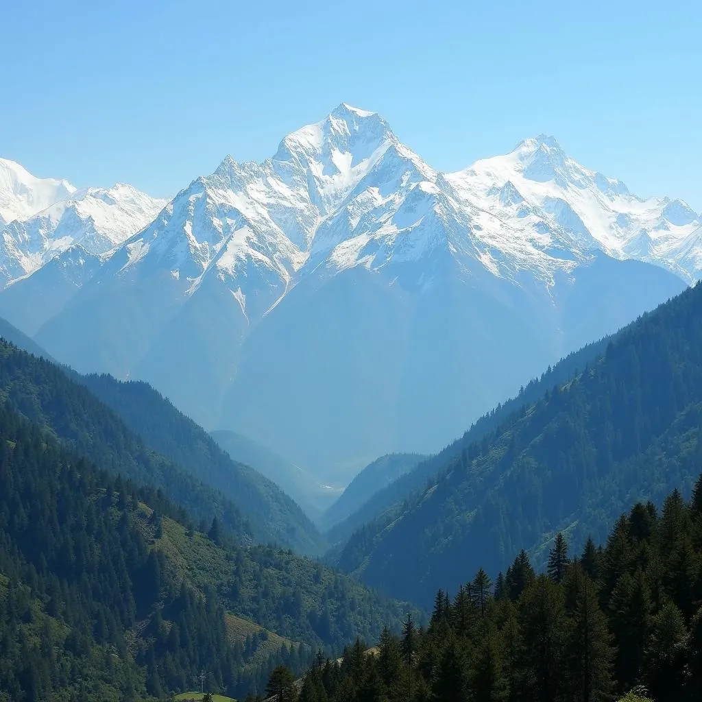 Panoramic view of snow-capped mountains in Sikkim