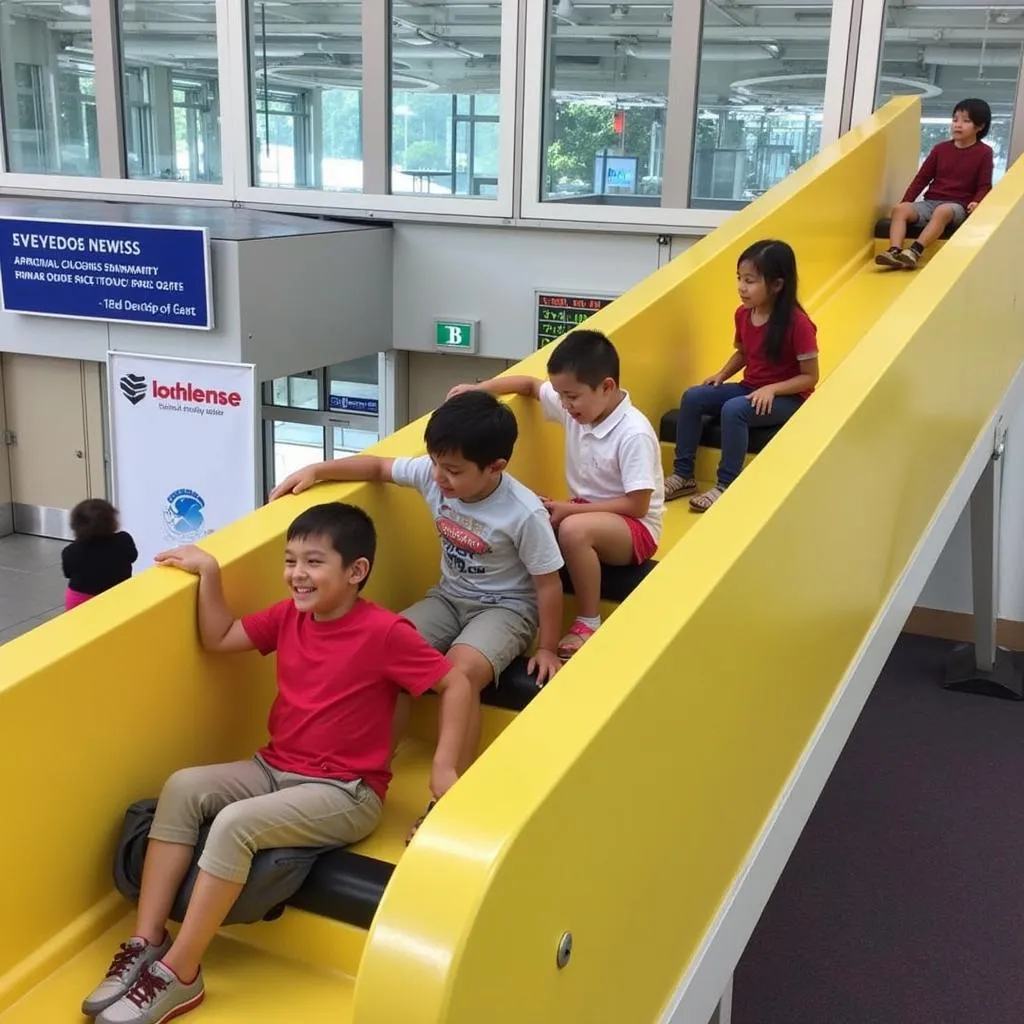 Children on the Singapore Airport Slide