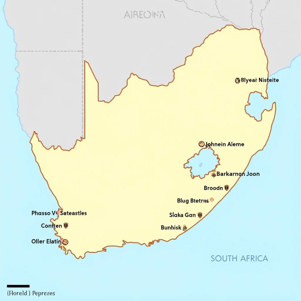 Map of International Airports in South Africa