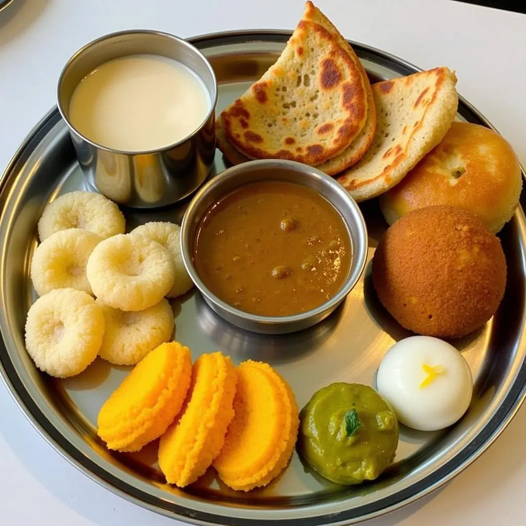 South Indian breakfast platter at Bangalore Airport