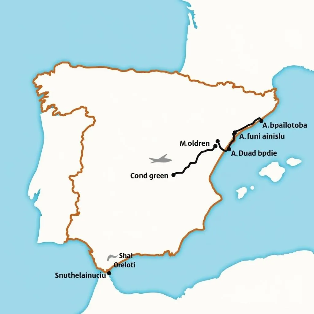 Map of Spain with Airports