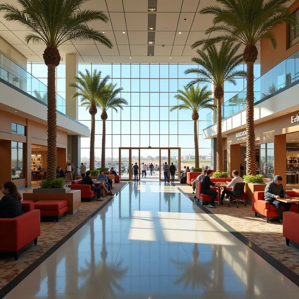 Passengers at Sphinx International Airport enjoying the amenities