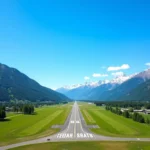 Srinagar Airport's sprawling runway amidst lush green landscapes.