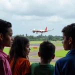 Students Observing Aircraft Operations at Kannur Airport