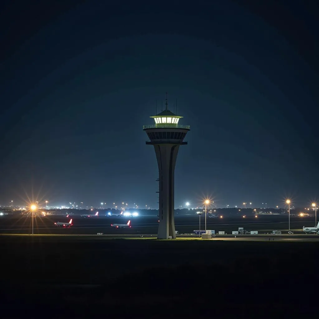 Surat Airport Control Tower Night