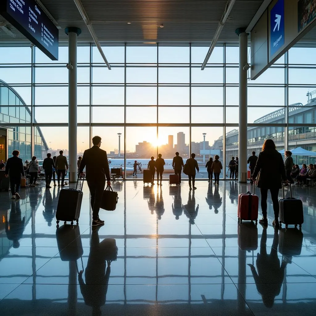 Sydney Airport terminal interior with passengers