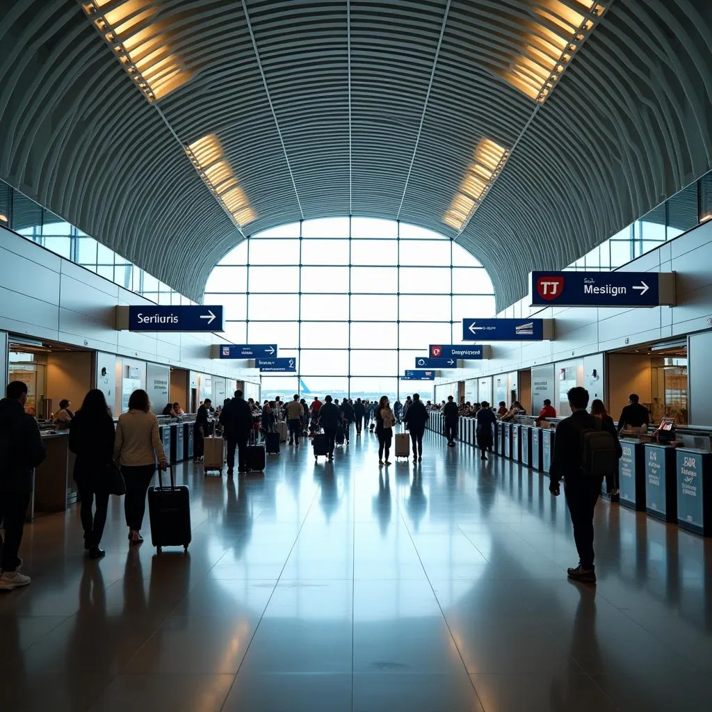 Spacious departure hall at T3 Delhi Airport