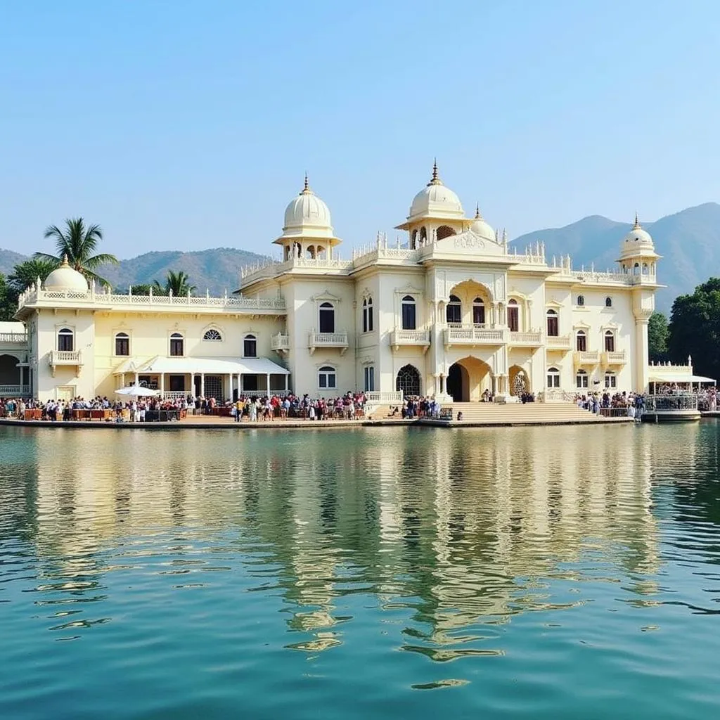 The Taj Lake Palace Udaipur, a majestic floating palace hotel offering breathtaking views and luxurious accommodations